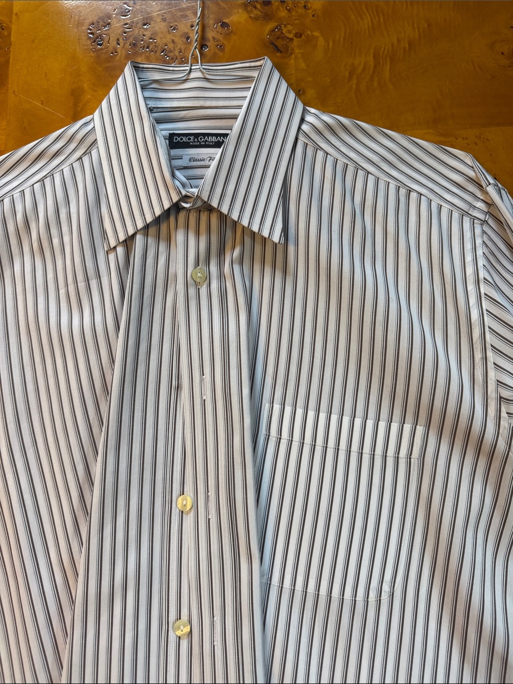 Dolce & Gabbana White Shirt with Black Pinstripes